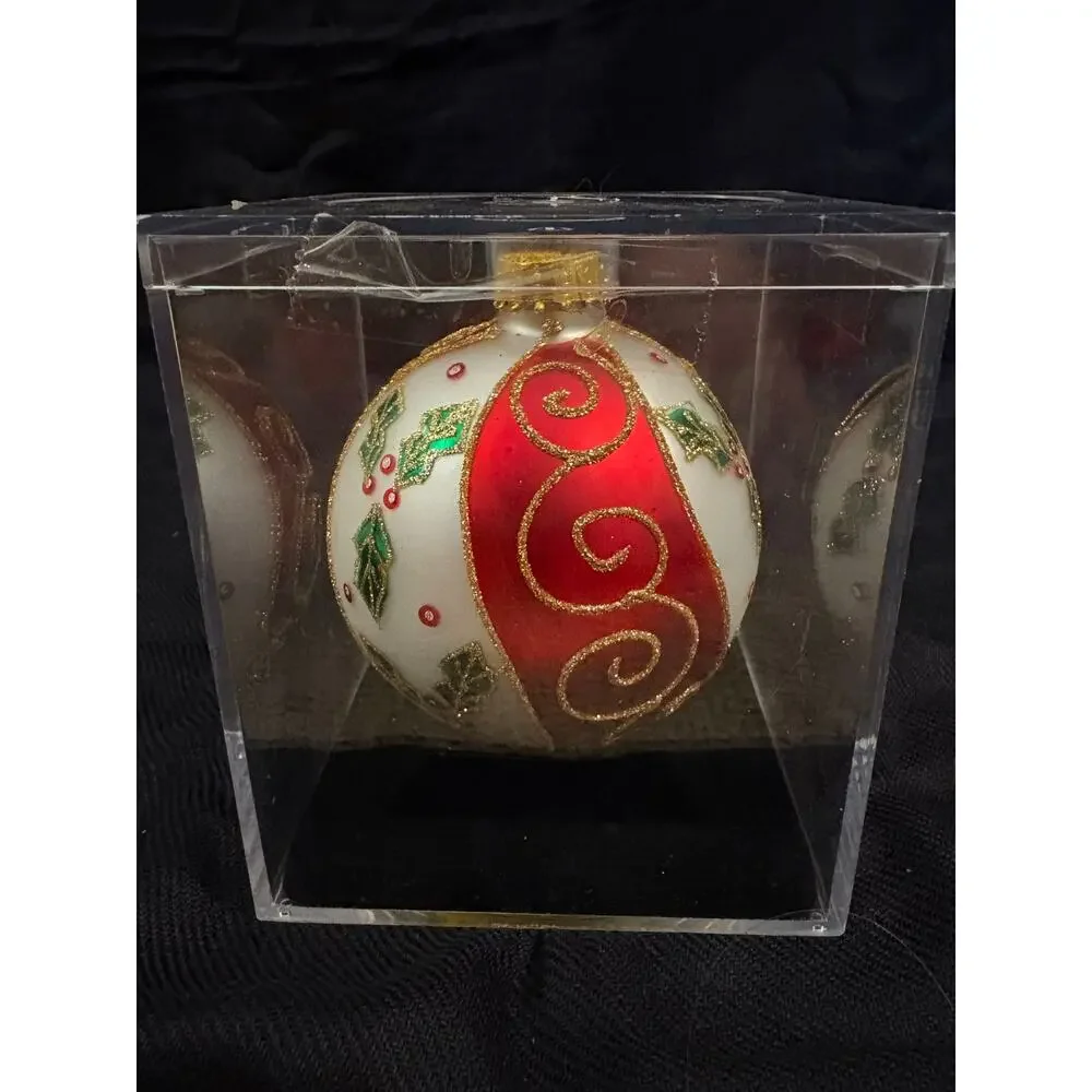 Designers Studio Handcrafted Glass Christmas Ornament in Case
